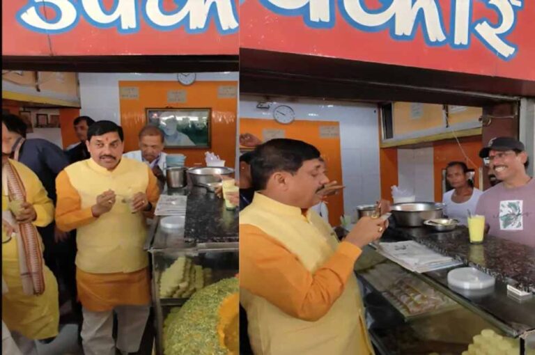 मुख्यमंत्री यादव ने आज नीमच में भाजपा कार्यकर्ताओं के साथ एक दुकान पर लस्सी का स्वाद लिया