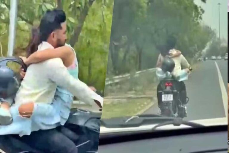 युवती को गोद में बैठाकर दौड़ाई बाइक, नोएडा पुलिस ने काटा 53 हजार का चालान