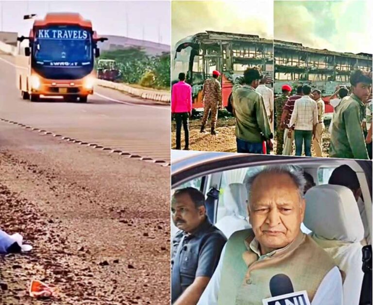 जैसलमेर बस हादसा: पहली FIR दर्ज, बस मालिक और ड्राइवर पर लापरवाही का आरोप, गहलोत ने की कड़ी कार्रवाई की मांग