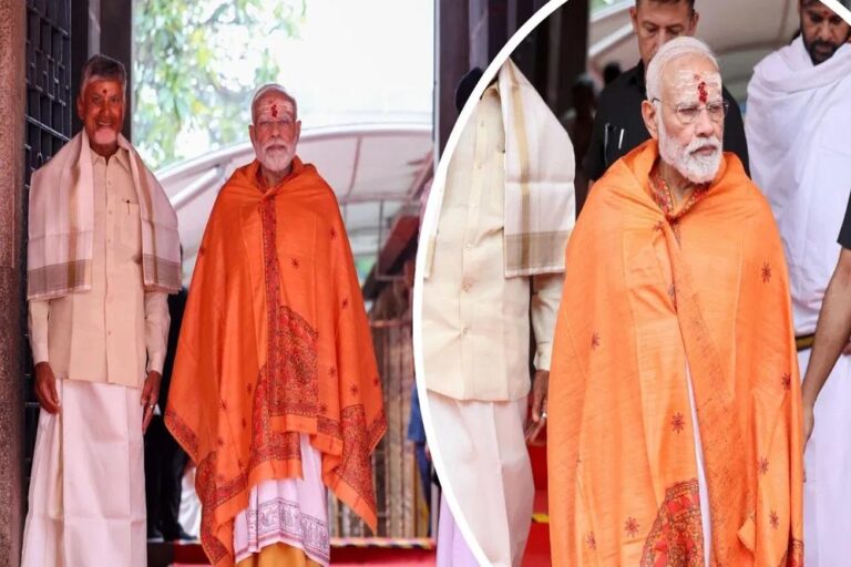PM मोदी ने मल्लिकार्जुन ज्योतिर्लिंग में की पूजा, नायडू और पवन कल्याण भी रहे साथ
