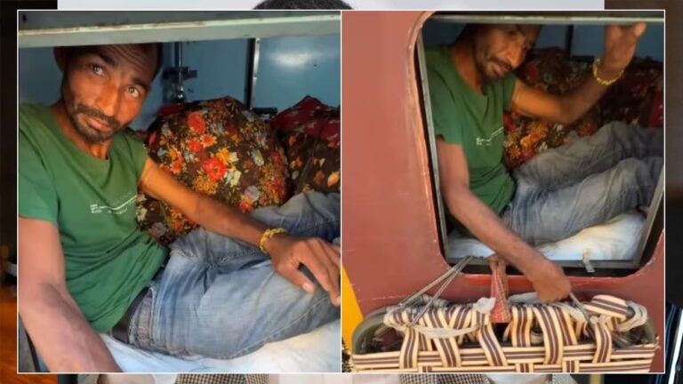 वीडियो वायरल : शख्स ने ट्रेन के वॉशरूम को बनाया अपना बेडरूम, भाई ने भी दिया साथ