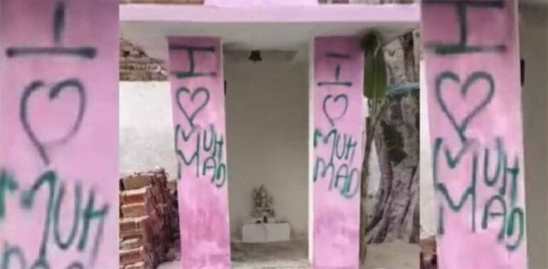 अलीगढ़ में 5 मंदिरों पर ‘आई लव मोहम्मद’ लिखा, करणी सेना ने लिया सख्त ऐक्शन