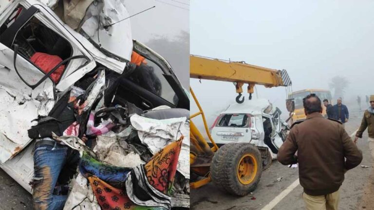 ग्वालियर में दर्दनाक हादसा: बरेठा टोल प्लाजा के पास ट्रक-कार टक्कर, छात्र समेत 4 की मौत