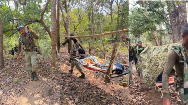 नक्सलगढ़ पुरंगेल में सुरक्षाबलों ने दिखाया साहस, आग से झुलसी महिला का किया रेस्क्यू, चारपाई पर लाकर पहुंचाया