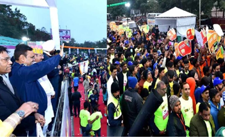 एयू मैराथन को CM ने दिखाई हरी झंडी, मिलिंद सोमन संग दौड़ा जयपुर