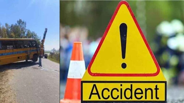 स्कूल बस को ओवरटेक करना पड़ा भारी, नहर में गिरी बाइक; मौके पर मचा हड़कंप