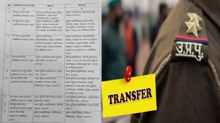 यूपी में बड़ा प्रशासनिक फेरबदल, DG स्तर के 9 IPS अधिकारियों के तबादले