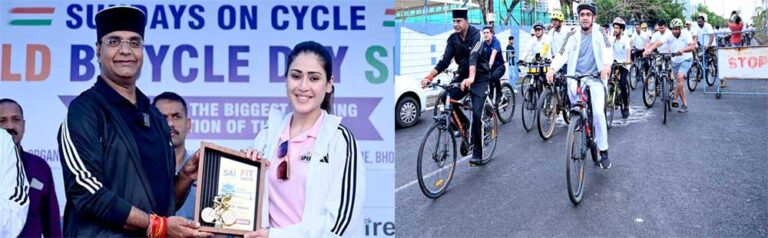 टीटी नगर स्टेडियम से गूंजा फिट इंडिया का संदेश मंत्री सारंग ने किया साइकिल रैली का शुभारंभ