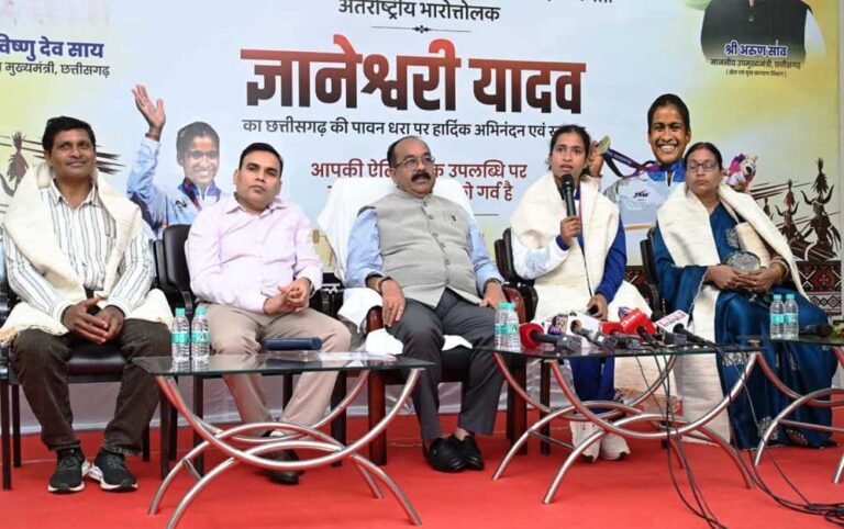 ज्ञानेश्वरी की सफलता से राज्य के युवा लेंगे प्रेरणा, खेलों के लिए तैयार होगा अच्छा वातावरण – अरुण साव