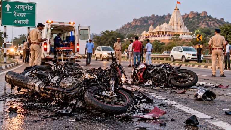राजस्थान में भीषण सड़क हादसा, दो बाइकों की टक्कर के बाद लगी आग; 3 युवकों की मौत