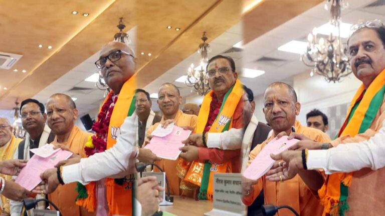 CM योगी की मौजूदगी में BJP के 8 राज्यसभा प्रत्याशियों ने किया नामांकन, जीत तय